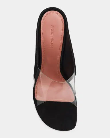 Amina Muaddi 90mm Mackenzie Suede and PVC Sandals | Thumbnail 5