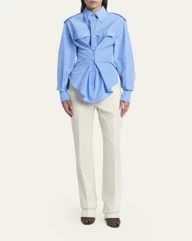 Alexander McQueen Responsible Cotton Gathered Long-Sleeve Shirt | Thumbnail 2 Alexander McQueen Responsible Cotton Gathered Long-Sleeve Shirt | Thumbnail 2