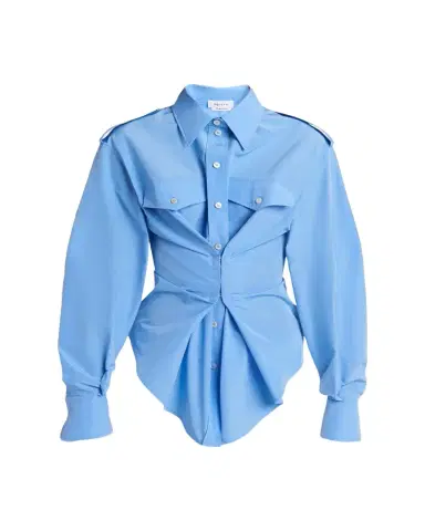 Alexander McQueen Responsible Cotton Gathered Long-Sleeve Shirt | Thumbnail 1 Alexander McQueen Responsible Cotton Gathered Long-Sleeve Shirt | Thumbnail 1