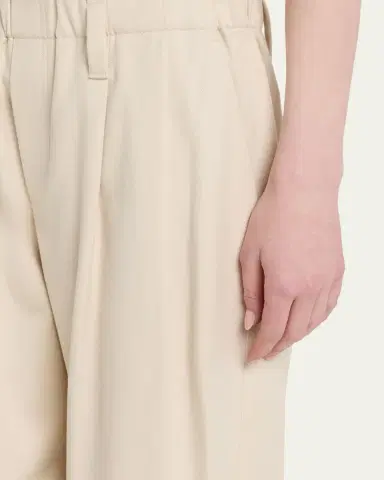 Brunello Cucinelli Pleated Twill Wide-Leg Pull-On Pants | Thumbnail 5 Brunello Cucinelli Pleated Twill Wide-Leg Pull-On Pants | Thumbnail 5