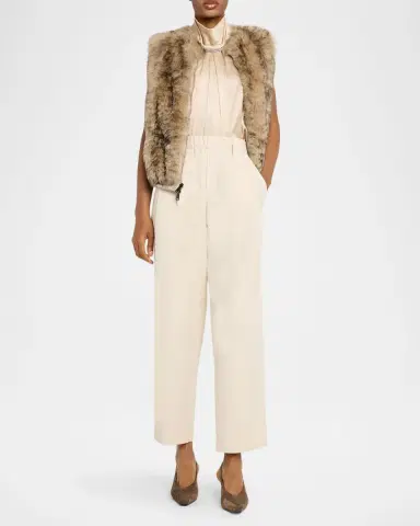 Brunello Cucinelli Pleated Twill Wide-Leg Pull-On Pants | Thumbnail 6 Brunello Cucinelli Pleated Twill Wide-Leg Pull-On Pants | Thumbnail 6