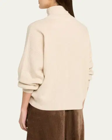 Brunello Cucinelli Shimmering Cashmere English Rib Turtleneck Sweater | Thumbnail 3 Brunello Cucinelli Shimmering Cashmere English Rib Turtleneck Sweater | Thumbnail 3