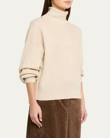 Brunello Cucinelli Shimmering Cashmere English Rib Turtleneck Sweater | Thumbnail 4 Brunello Cucinelli Shimmering Cashmere English Rib Turtleneck Sweater | Thumbnail 4