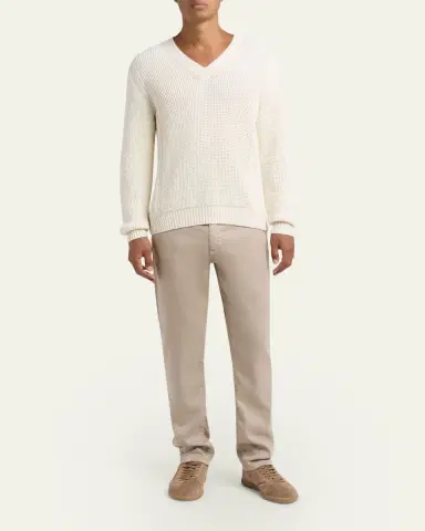 ZEGNA Men's Cotton and Silk Knit V-Neck Sweater | Thumbnail 2