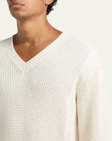 ZEGNA Men's Cotton and Silk Knit V-Neck Sweater | Thumbnail 5