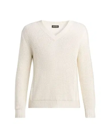 ZEGNA Men's Cotton and Silk Knit V-Neck Sweater | Thumbnail 1