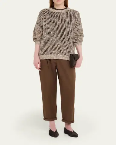 Brunello Cucinelli Net Silk-Blend Crewneck Sweater | Thumbnail 2