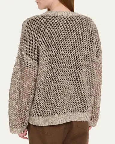 Brunello Cucinelli Net Silk-Blend Crewneck Sweater | Thumbnail 3