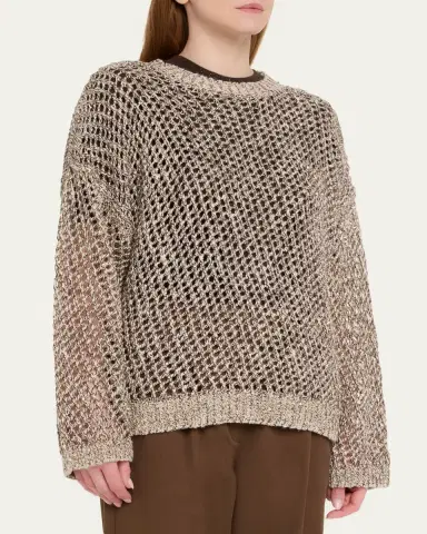 Brunello Cucinelli Net Silk-Blend Crewneck Sweater | Thumbnail 4