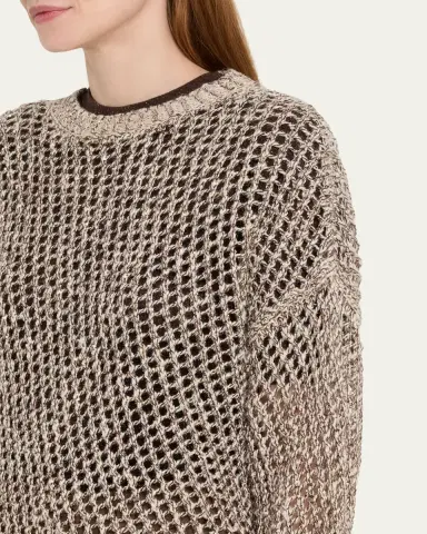 Brunello Cucinelli Net Silk-Blend Crewneck Sweater | Thumbnail 5
