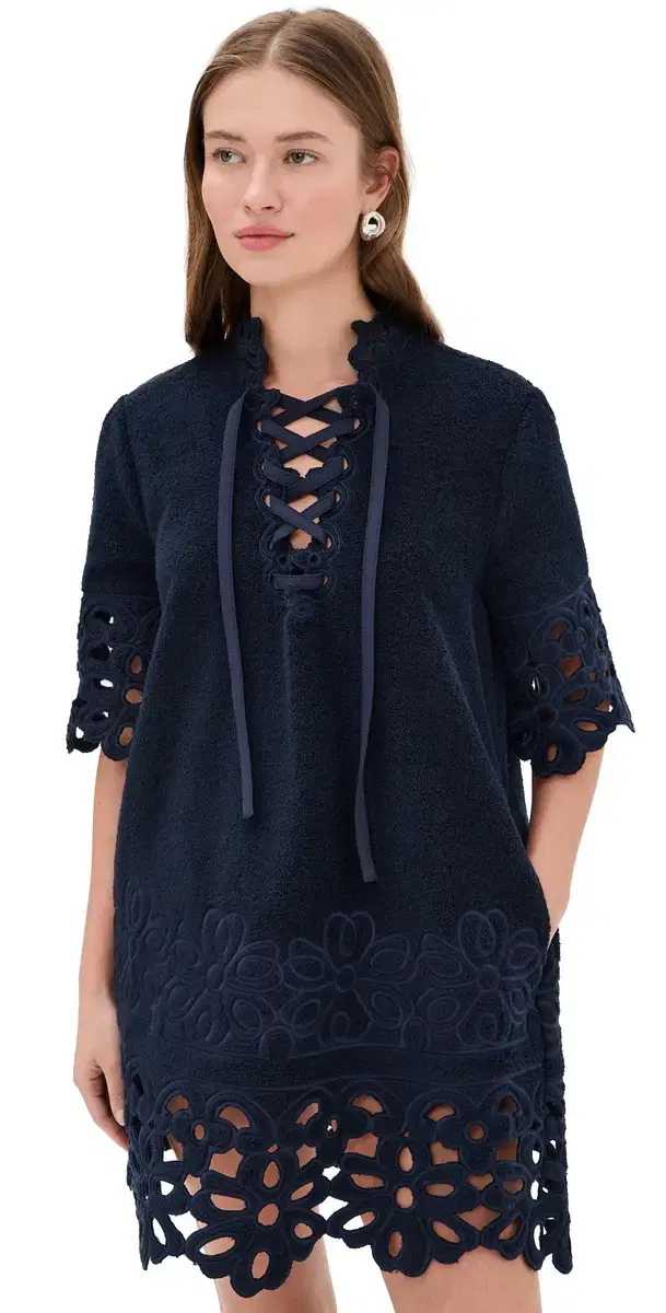 Sea Leila Eyelet Tunic Coverup Dress Navy