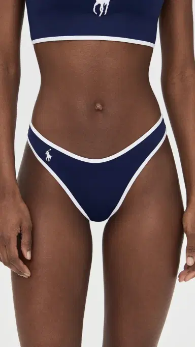Polo Ralph Lauren High eg Scoop Bikini Bottoms Navy Blue | Thumbnail 2