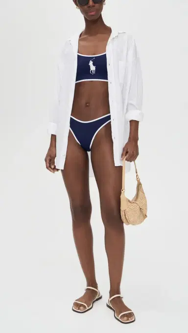 Polo Ralph Lauren High eg Scoop Bikini Bottoms Navy Blue | Thumbnail 4