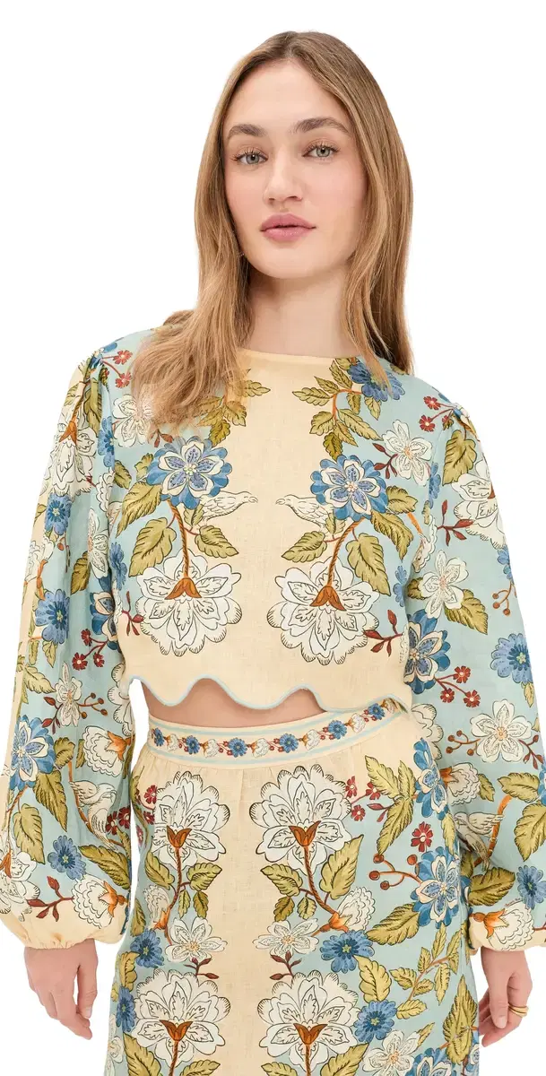 Garden carf Blue Long leeve Blouse Garden carf Blue
