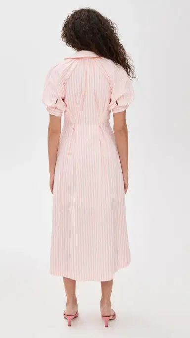 English Factory Seersucker Striped Midi Dress Pink | Thumbnail 3