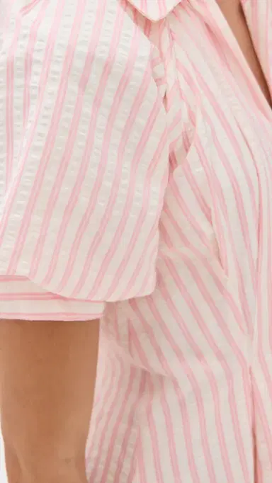 English Factory Seersucker Striped Midi Dress Pink | Thumbnail 6