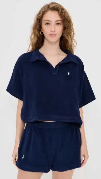 Polo Ralph Lauren Terry Collar Shirt & Short Set Navy | Thumbnail 3 Polo Ralph Lauren Terry Collar Shirt & Short Set Navy | Thumbnail 3