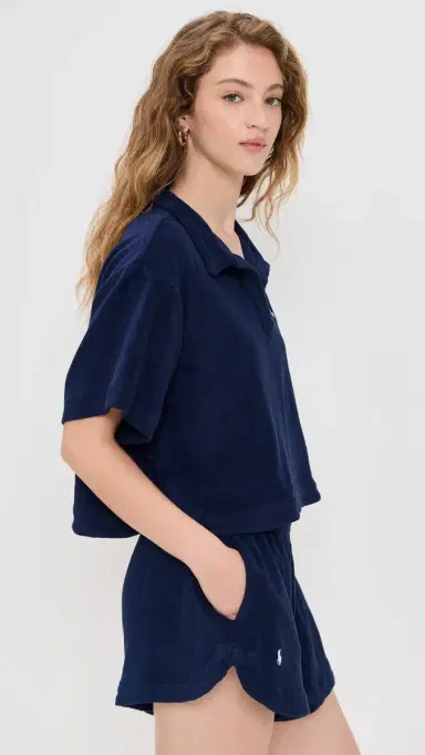 Polo Ralph Lauren Terry Collar Shirt & Short Set Navy | Thumbnail 5 Polo Ralph Lauren Terry Collar Shirt & Short Set Navy | Thumbnail 5