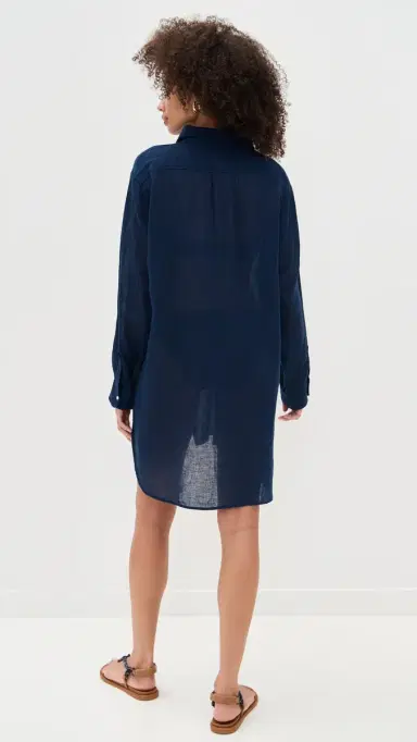 Polo Ralph Lauren Cotton inen Boyfriend Shirt Navy Blue | Thumbnail 3 Polo Ralph Lauren Cotton inen Boyfriend Shirt Navy Blue | Thumbnail 3