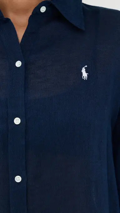 Polo Ralph Lauren Cotton inen Boyfriend Shirt Navy Blue | Thumbnail 6 Polo Ralph Lauren Cotton inen Boyfriend Shirt Navy Blue | Thumbnail 6