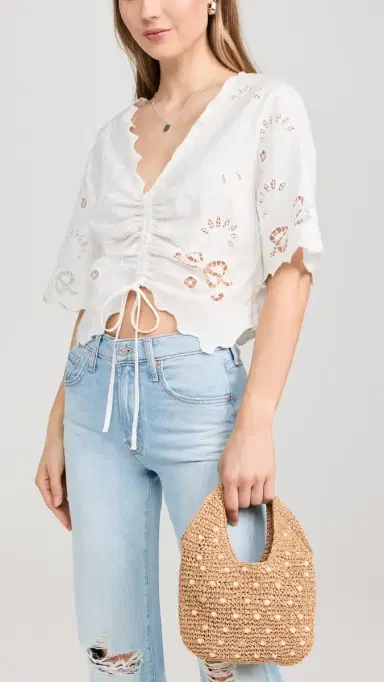 Madewell Micro Straw Beaded Bag Natural One Size | Thumbnail 3