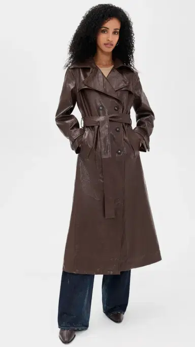 Madison the Label Hutson Faux Leather Trench Coat Choc | Thumbnail 2 Madison the Label Hutson Faux Leather Trench Coat Choc | Thumbnail 2