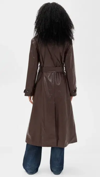 Madison the Label Hutson Faux Leather Trench Coat Choc | Thumbnail 3 Madison the Label Hutson Faux Leather Trench Coat Choc | Thumbnail 3