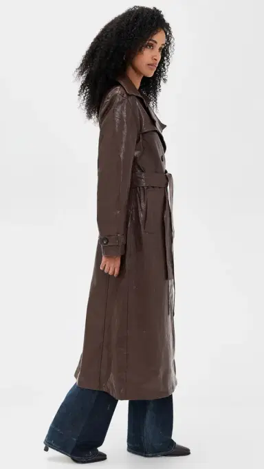 Madison the Label Hutson Faux Leather Trench Coat Choc | Thumbnail 4 Madison the Label Hutson Faux Leather Trench Coat Choc | Thumbnail 4