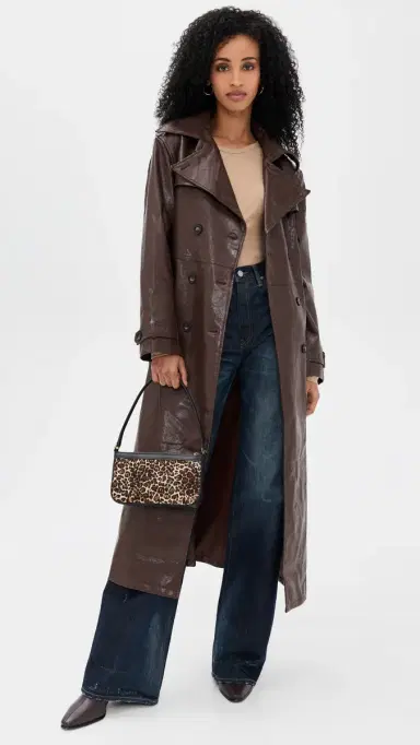 Madison the Label Hutson Faux Leather Trench Coat Choc | Thumbnail 5 Madison the Label Hutson Faux Leather Trench Coat Choc | Thumbnail 5