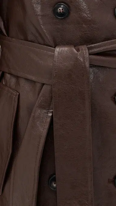 Madison the Label Hutson Faux Leather Trench Coat Choc | Thumbnail 6 Madison the Label Hutson Faux Leather Trench Coat Choc | Thumbnail 6
