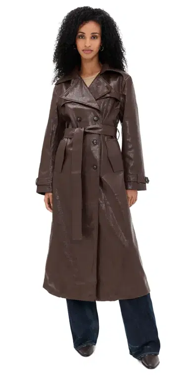 Madison the Label Hutson Faux Leather Trench Coat Choc | Thumbnail 1 Madison the Label Hutson Faux Leather Trench Coat Choc | Thumbnail 1