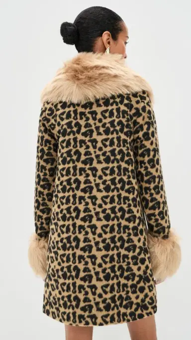 Never Fully Dressed Leopard Coat with Fur Trims Brown | Thumbnail 3 Never Fully Dressed Leopard Coat with Fur Trims Brown | Thumbnail 3