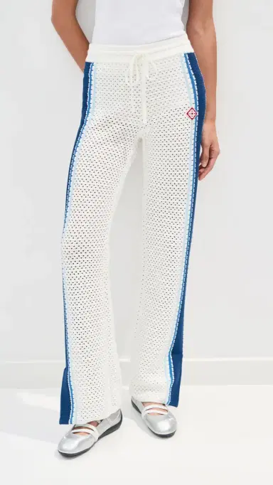 Casablanca Mesh Stripe Trousers White/ Blue | Thumbnail 3 Casablanca Mesh Stripe Trousers White/ Blue | Thumbnail 3