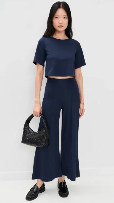 Ripley Rader Ponte Knit Cropped Wide Leg Pants Navy | Thumbnail 2 Ripley Rader Ponte Knit Cropped Wide Leg Pants Navy | Thumbnail 2