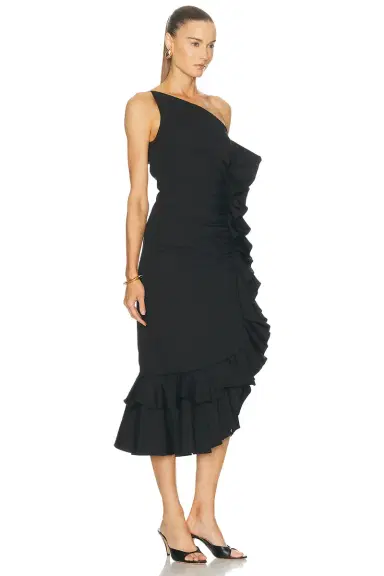 Carolina Herrera One Shoulder Ruched Midi Dress | Thumbnail 2 Carolina Herrera One Shoulder Ruched Midi Dress | Thumbnail 2