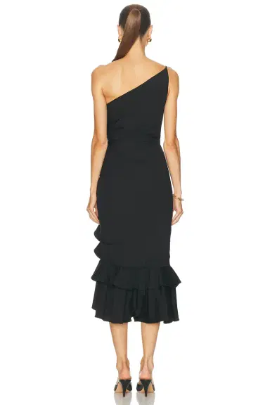 Carolina Herrera One Shoulder Ruched Midi Dress | Thumbnail 4 Carolina Herrera One Shoulder Ruched Midi Dress | Thumbnail 4