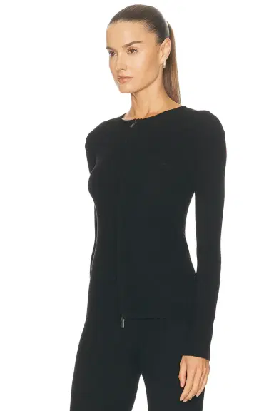 Fear of God Essentials Signature Rib Knit Fitted Long Sleeve Zip Up Rib Tee | Thumbnail 2