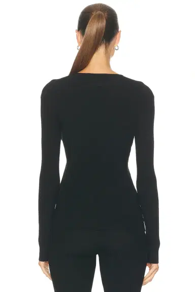 Fear of God Essentials Signature Rib Knit Fitted Long Sleeve Zip Up Rib Tee | Thumbnail 3