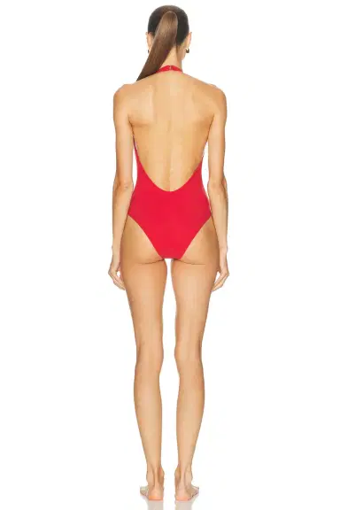 Kiki de Montparnasse Echauffe Halter Plunge One Piece Swimsuit | Thumbnail 4 Kiki de Montparnasse Echauffe Halter Plunge One Piece Swimsuit | Thumbnail 4