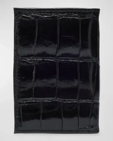Abas Men 's Glazed Alligator Leather Bifold Card Case | Thumbnail 2