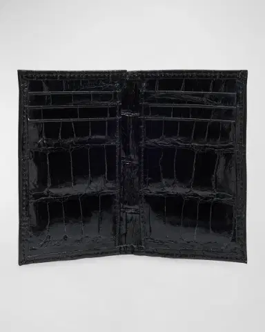 Abas Men 's Glazed Alligator Leather Bifold Card Case | Thumbnail 3