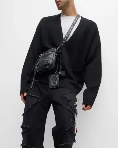 Balenciaga Men's Le Cagole Leather Crossbody Bag | Thumbnail 2