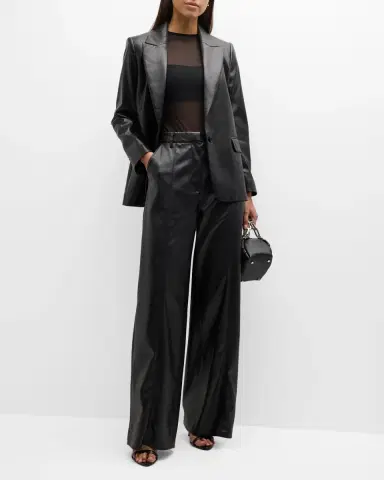 Alice + Olivia Denny Vegan Leather Boyfriend Blazer | Thumbnail 2