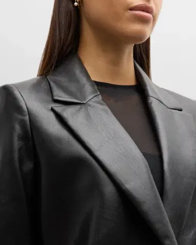 Alice + Olivia Denny Vegan Leather Boyfriend Blazer | Thumbnail 5