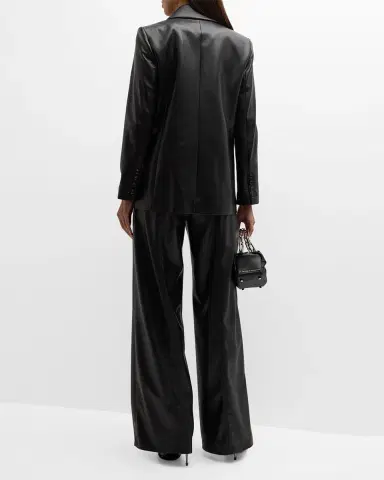Alice + Olivia Denny Vegan Leather Boyfriend Blazer | Thumbnail 6