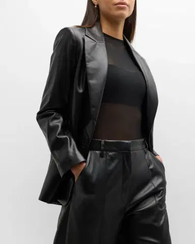 Alice + Olivia Denny Vegan Leather Boyfriend Blazer | Thumbnail 7