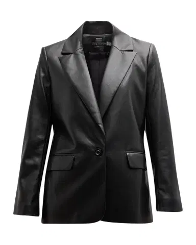 Alice + Olivia Denny Vegan Leather Boyfriend Blazer | Thumbnail 1