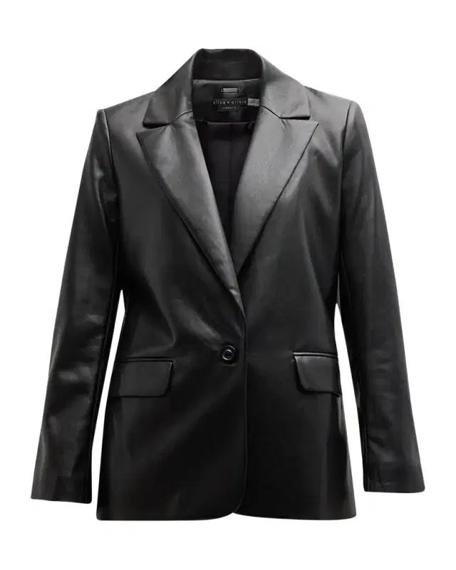 ALICE + OLIVIA Denny Vegan Leather Boyfriend Blazer