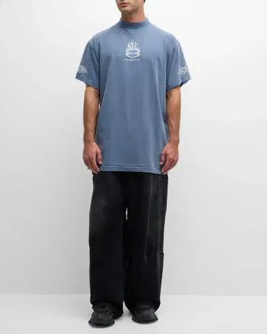 Balenciaga Men 's Burning Unity Oversized T-Shirt | Thumbnail 2