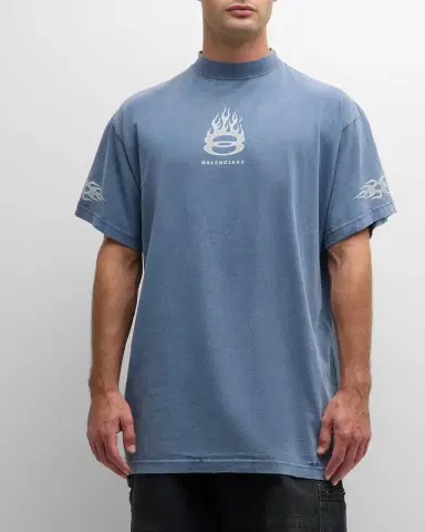 Balenciaga Men 's Burning Unity Oversized T-Shirt | Thumbnail 4
